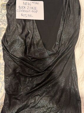 Body Zone Black Iridescent Sparkle Bandeau Top